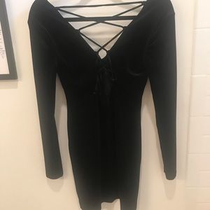 TOPSHOP long sleeve velvet mini dress